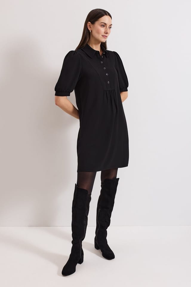 Phase Eight Phase Eight Women's Claudia Button Swing Mini Dress in Black - 3