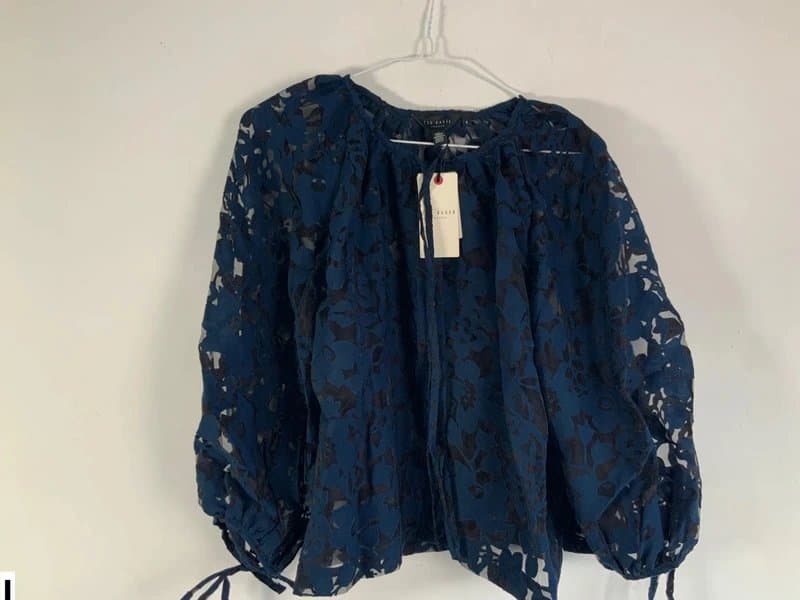 Ted Baker 14 Ted baker blouse new lace navy with under vest bnwt puff sleeve short length
