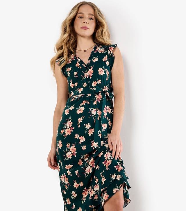 Apricot Women's Green Floral Print Midi Dress Apricot New Look - 2