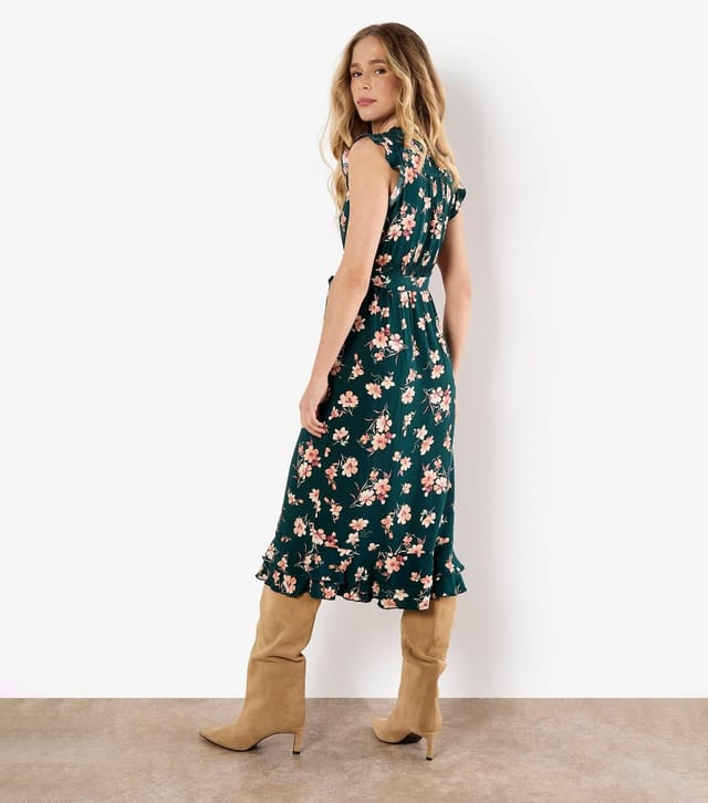 Apricot Women's Green Floral Print Midi Dress Apricot New Look - 3