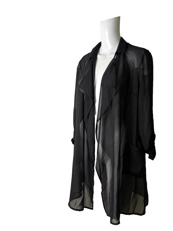 Bianca Bianca Chiffon Open Top T-Shirt Size 10 Black Pockets Womens NEW EU 38 RRP £85 *