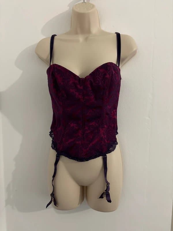 Ann Summers Ann Summers dark red satin with purple lace corset
