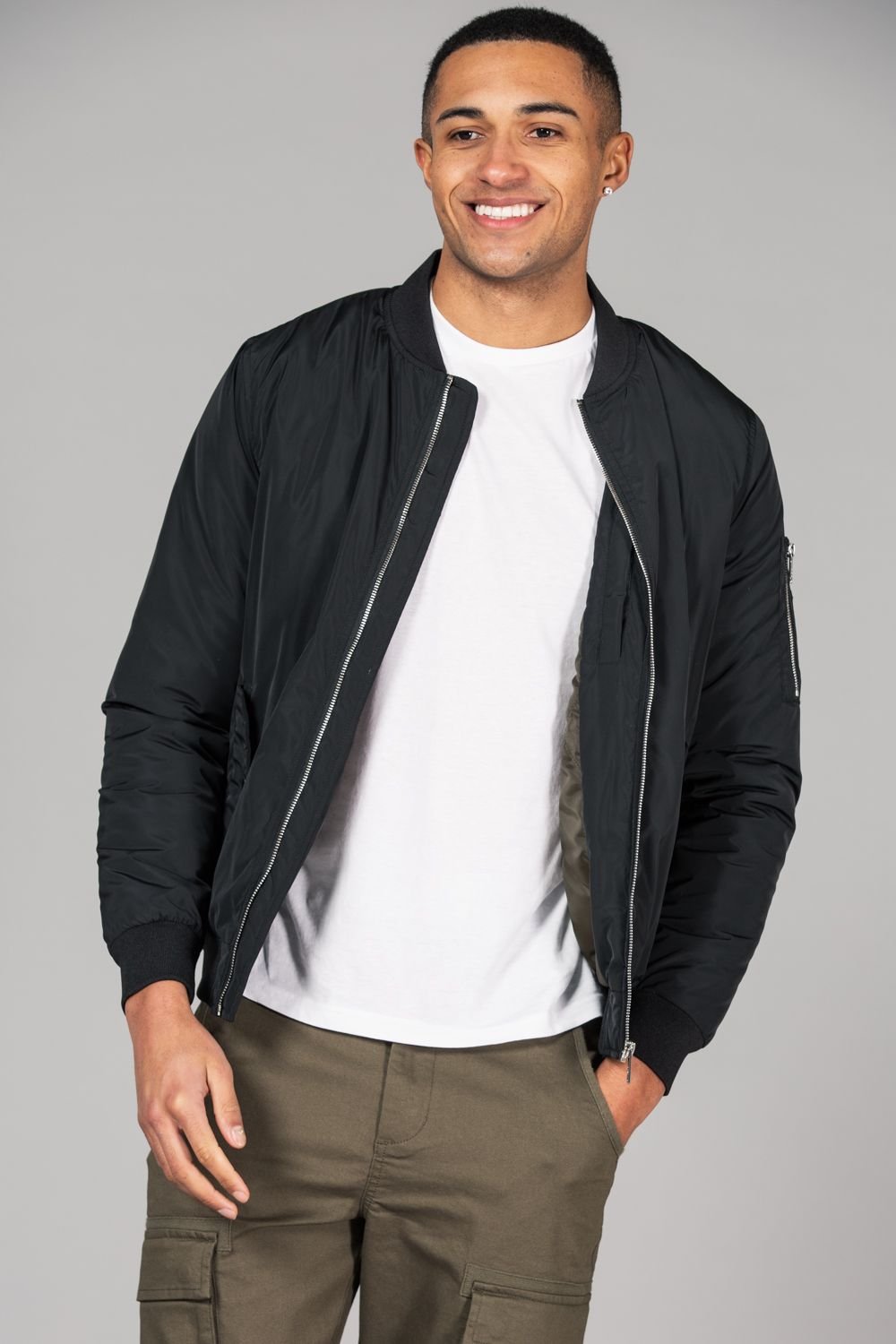 Tokyo Laundry Tokyo Laundry Men's Bomber Jacket with Zip Fastening in Black - 2
