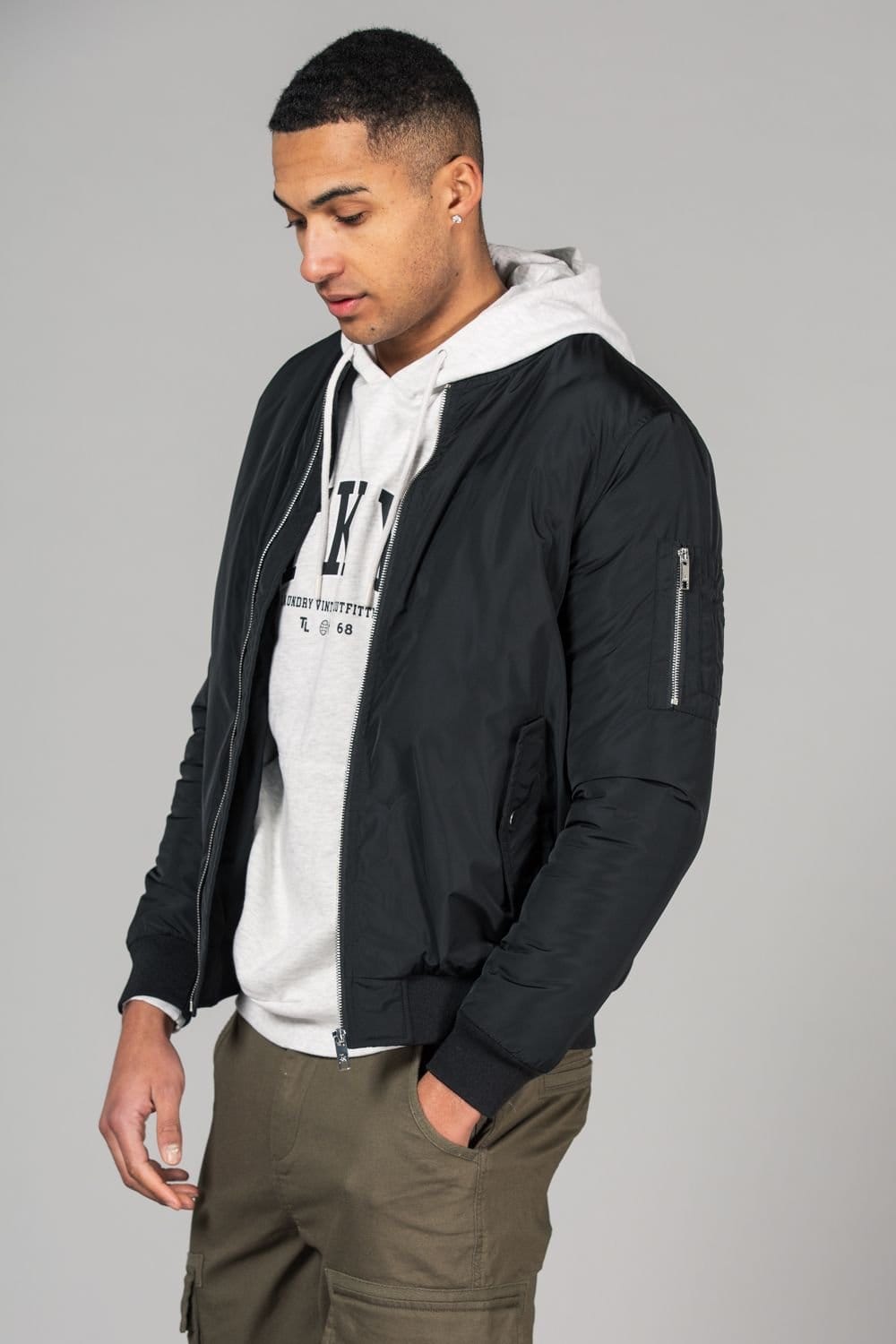 Tokyo Laundry Tokyo Laundry Men's Bomber Jacket with Zip Fastening in Black - 4