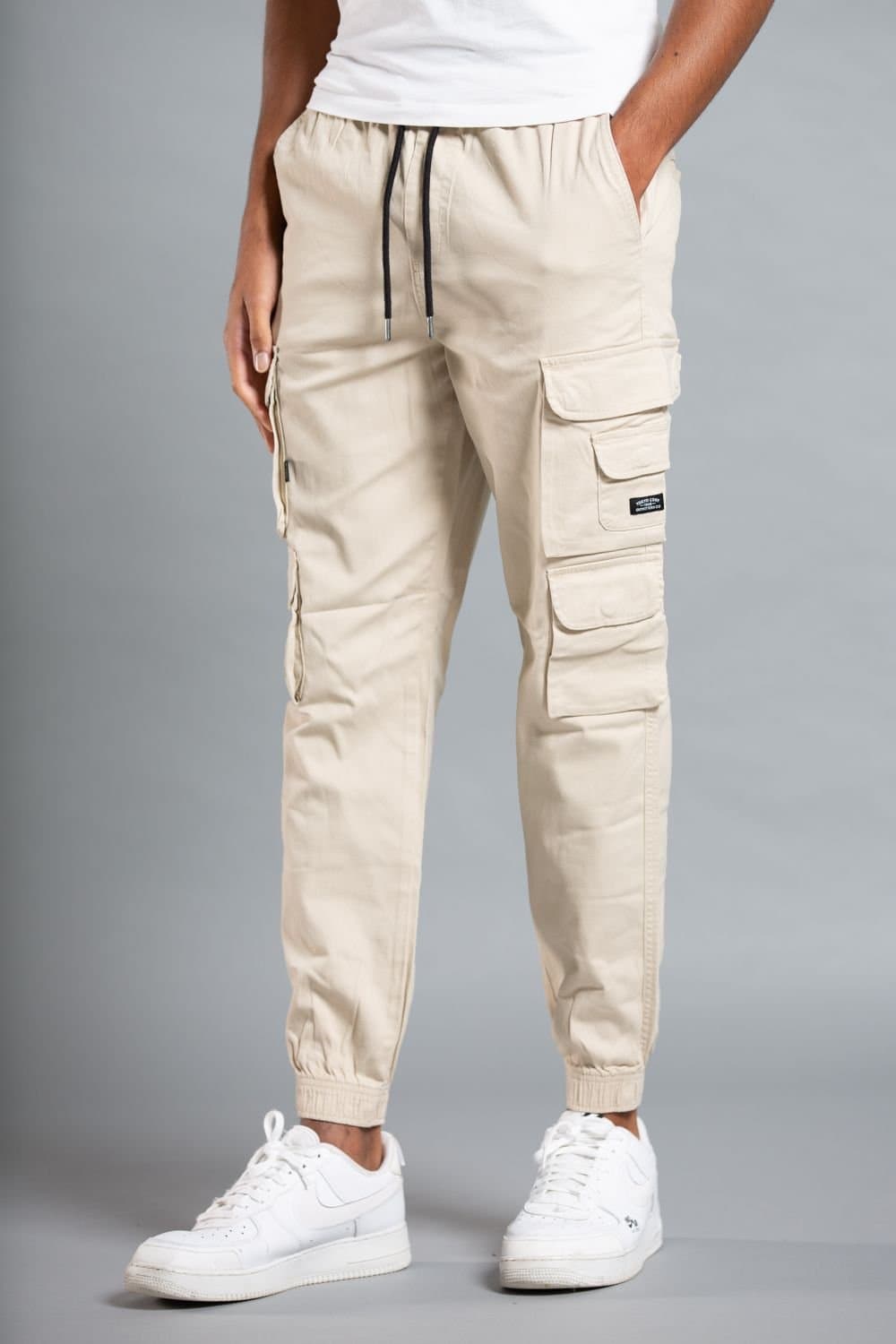 Tokyo Laundry Tokyo Laundry Light Grey Cotton Cargo Trousers