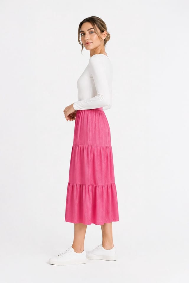 Kettlewell Kettlewell Women's Effie Tiered Skirt in Bright Pink - 3