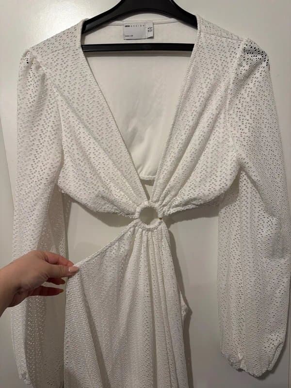 ASOS Design White beach holiday summer lace Cut-Out Maxi Dress size 16