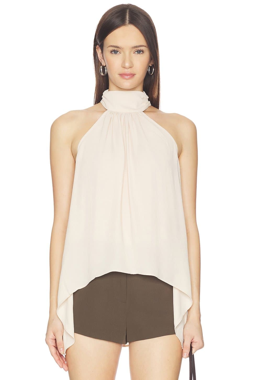 revolve Revolve High Neck Halter Top in Cream