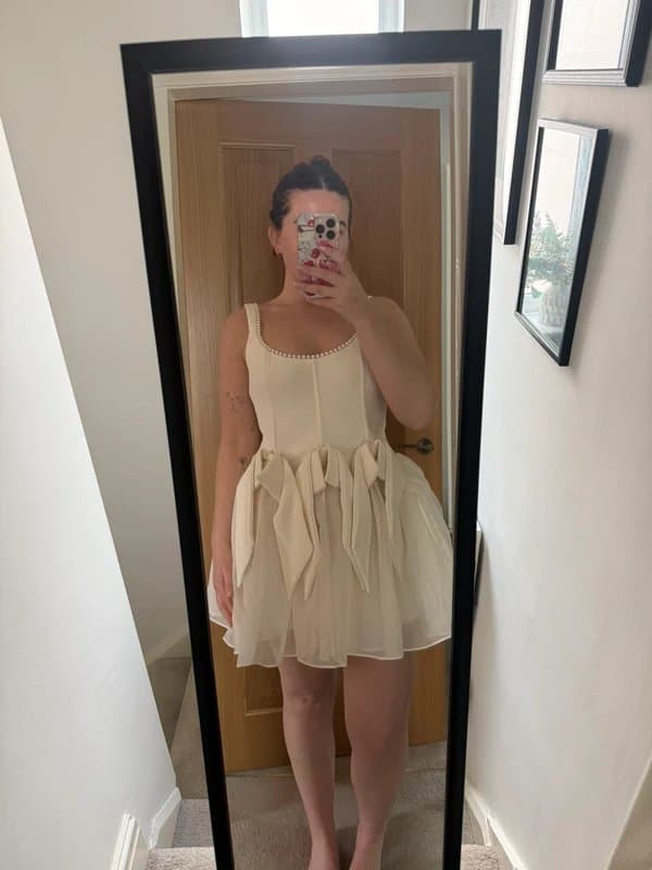 ASOS Asos LUXE bridal pearl and bow tulle puff dress - size 10