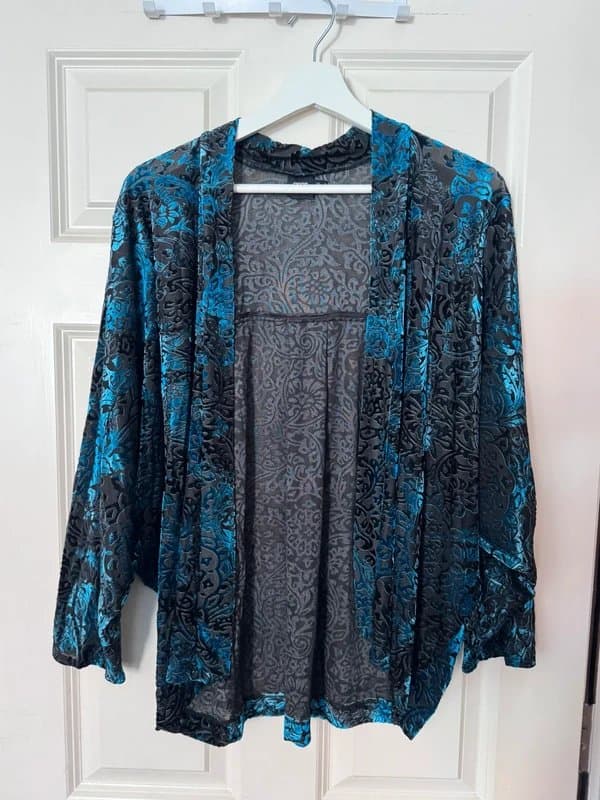 ASOS Teal Oversized Velvet Kimono Duster Jacket - Boho Holidays Festivals