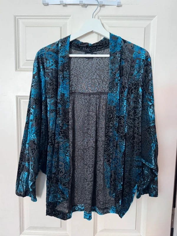 ASOS Teal Oversized Velvet Kimono Duster Jacket