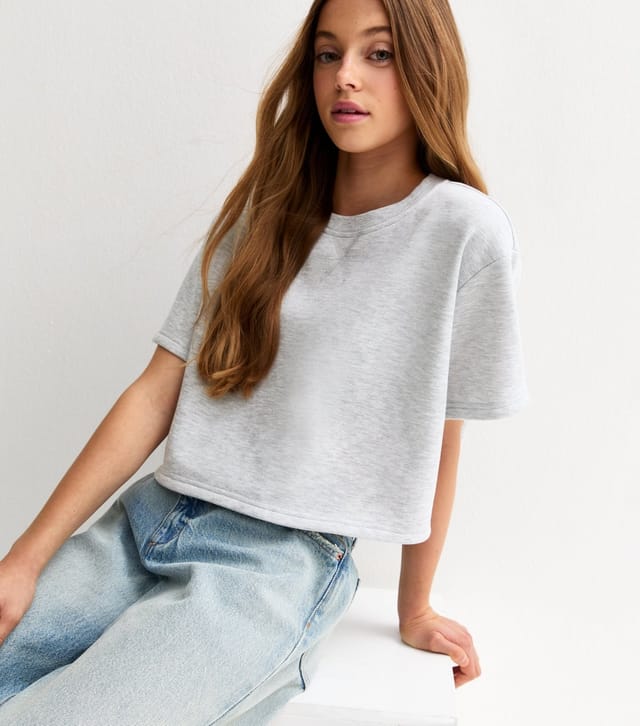 New Look Girls' Dark Grey Short Sleeve Sweatshirt Top New Look - 3