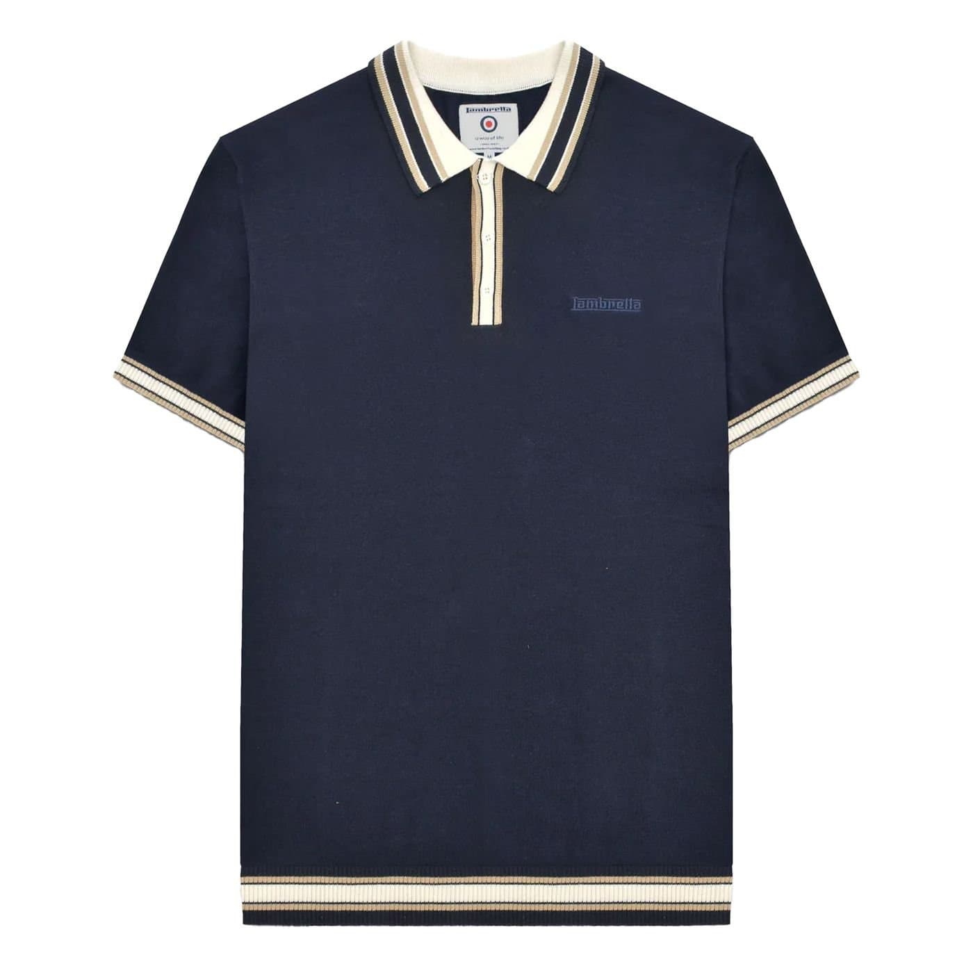 Lambretta Lambretta Men's SS25 Tipped Knitted Polo Shirt in Navy
