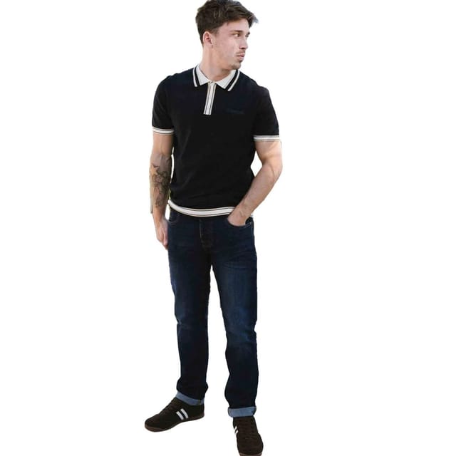 Lambretta Lambretta Men's SS25 Tipped Knitted Polo Shirt in Navy - 3