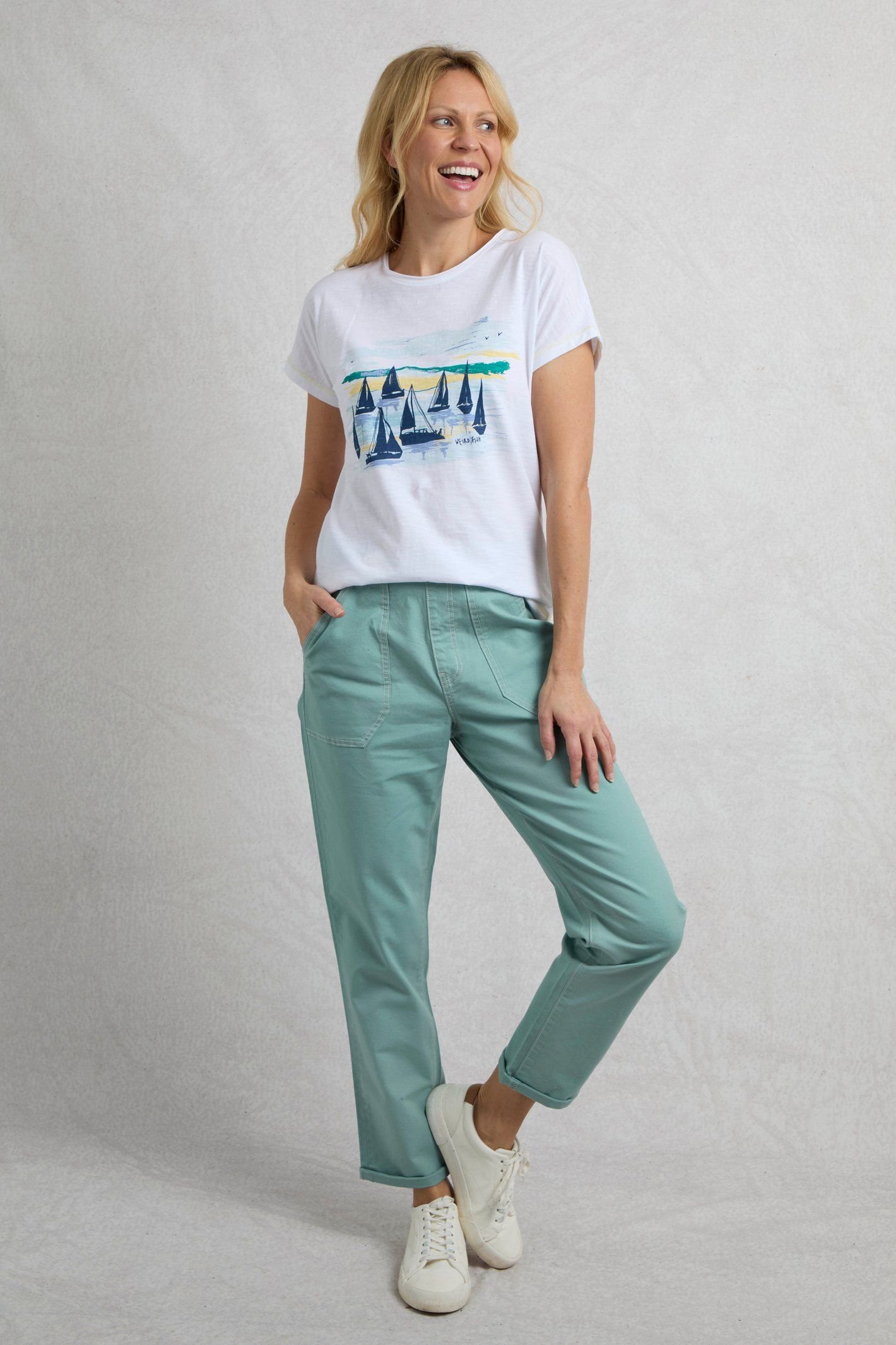 Weird Fish Weird Fish Women's Malorri Chino Trousers in Duck Egg Blue - 2