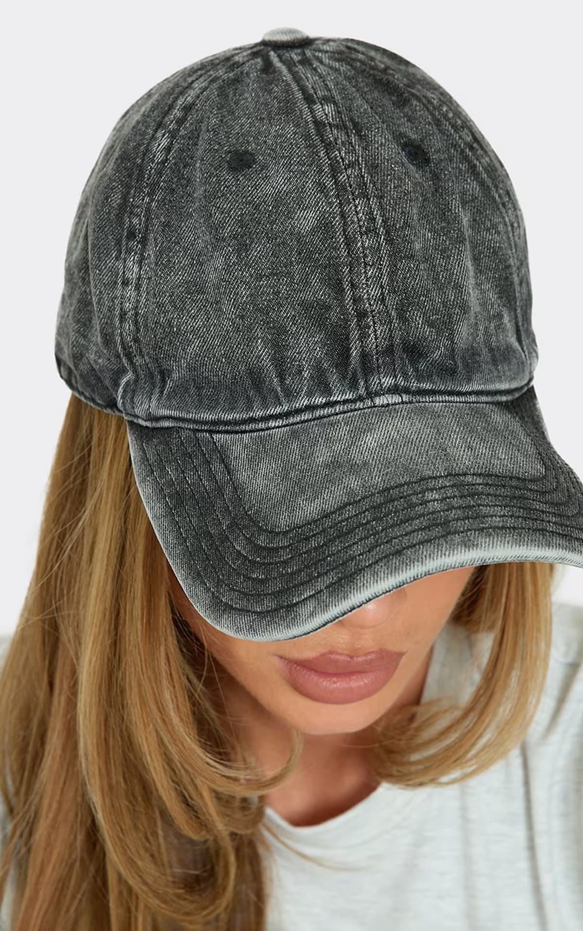 EGO Baseball Cap In Black Acid Wash, Women's Size UK 0