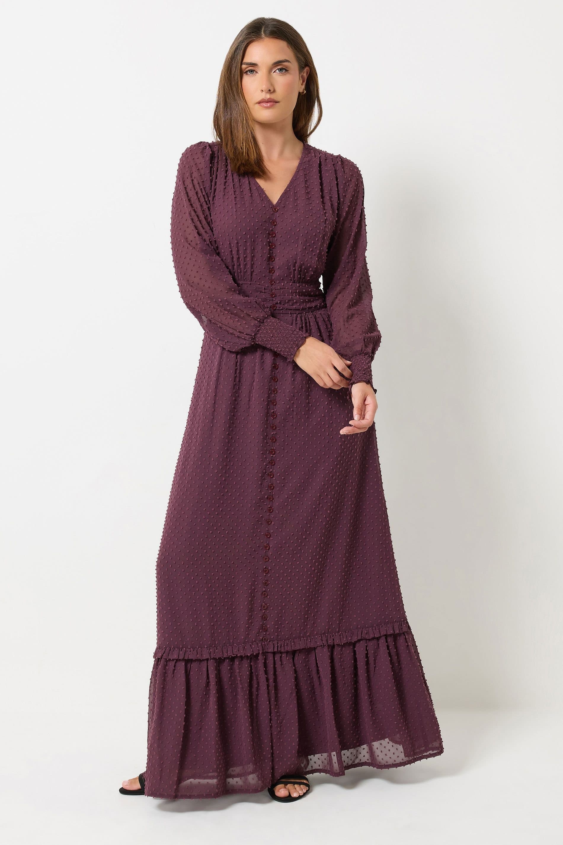 Long Tall Sally Long Tall Sally Women's Tall Button Maxi Dress in Purple