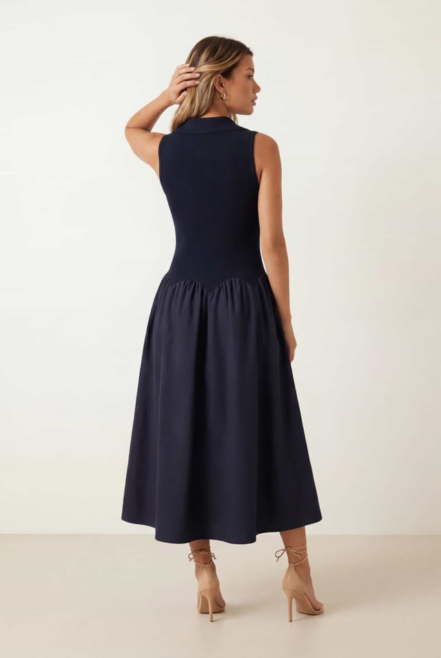 Style Cheat Style Cheat Women's 2 in 1 Navy Knit Compact Dress - 3