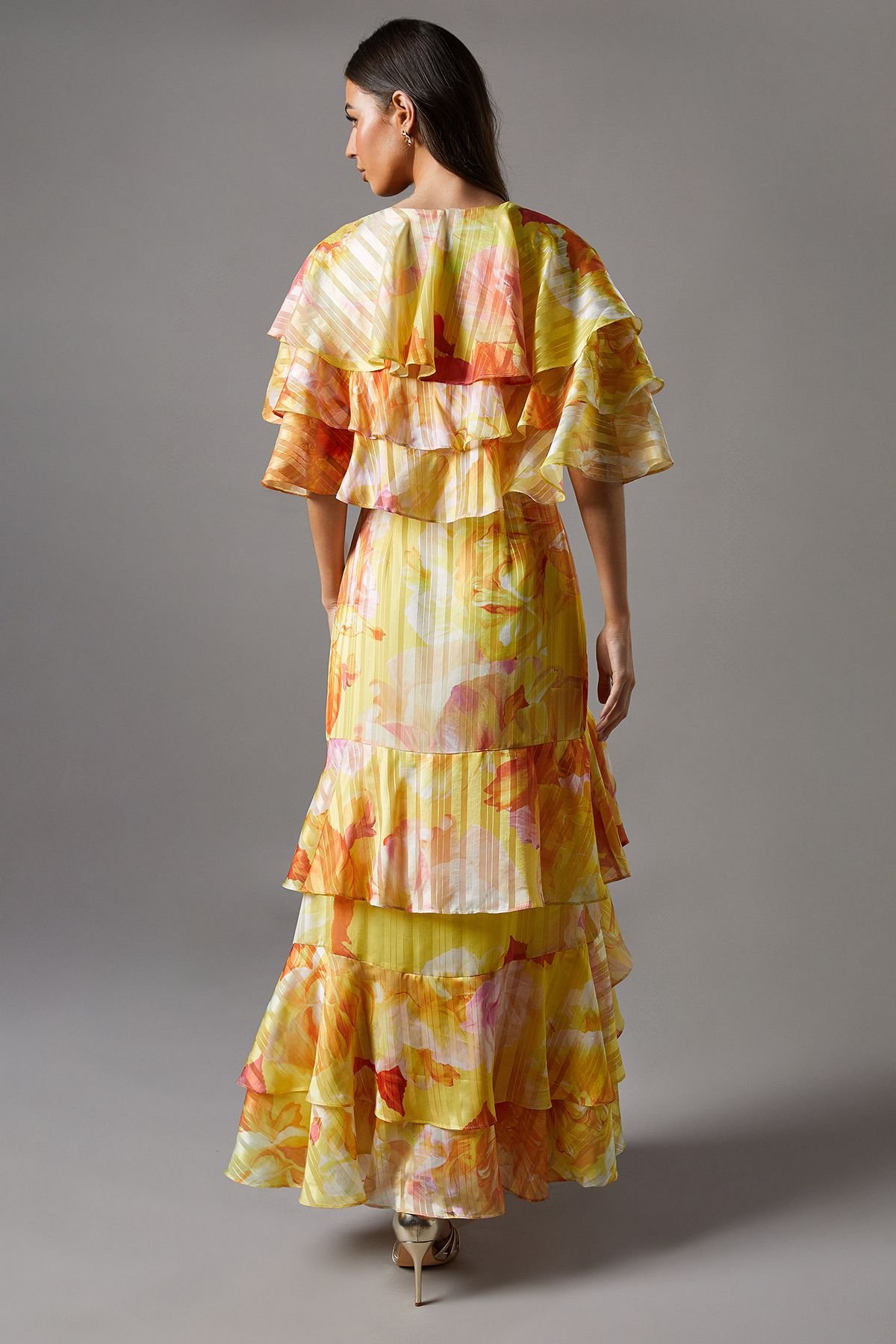 Coast Coast Women's Printed Burnout Ruffle Maxi Dress in Yellow - 3