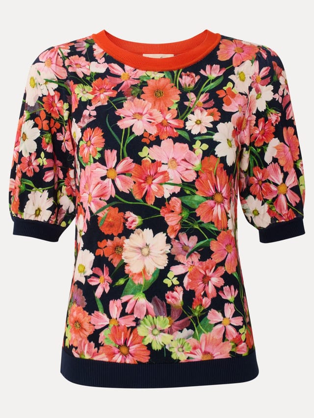 Phase Eight Phase Eight Women's Mel Printed Knit T-Shirt in Bright Pink - 2