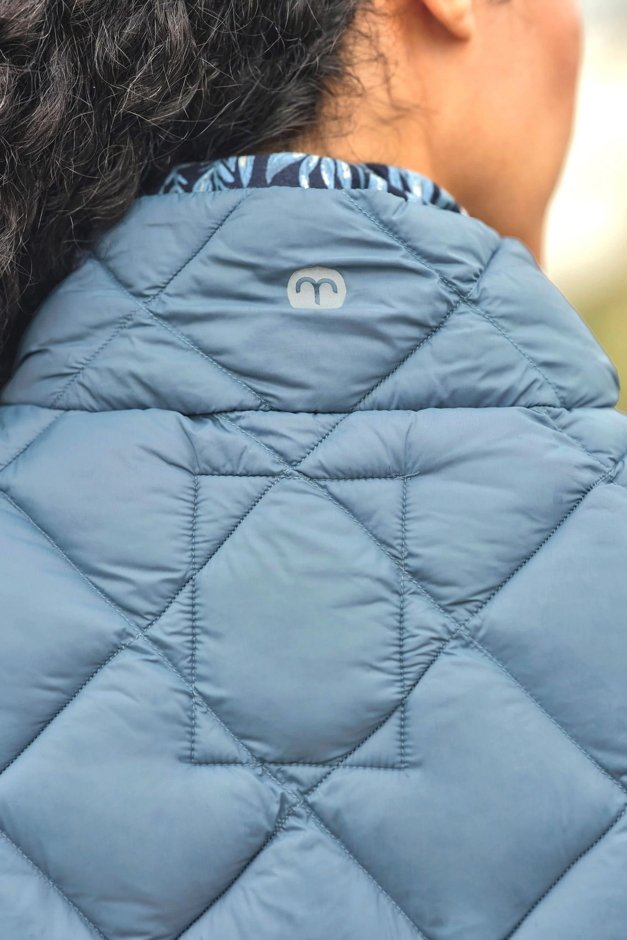 WoolOvers WoolOvers Women's Argyll Puffer Gilet in Blue - 2