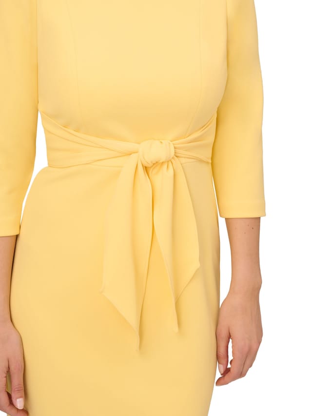 Adrianna Papell Adrianna Papell Women's Knit Crepe Tie Waist Sheath in Yellow - 2