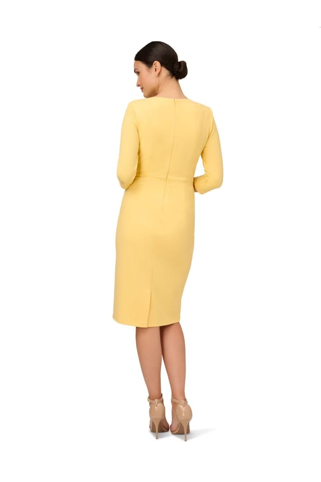 Adrianna Papell Adrianna Papell Women's Knit Crepe Tie Waist Sheath in Yellow - 3