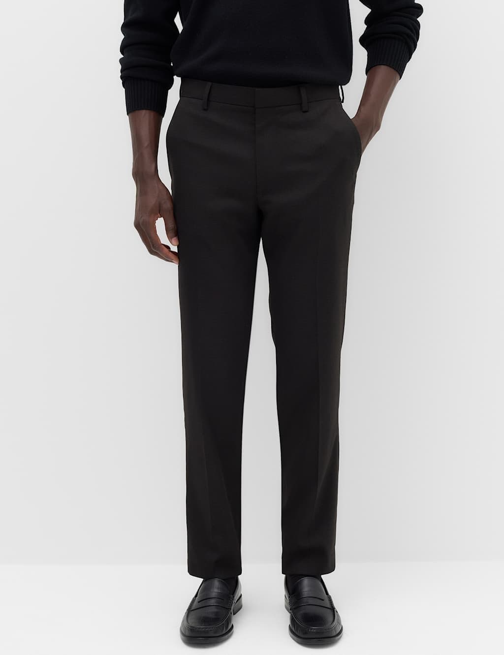 Marks & Spencer M&S Tailored Fit Pindot Stretch Trousers Brown