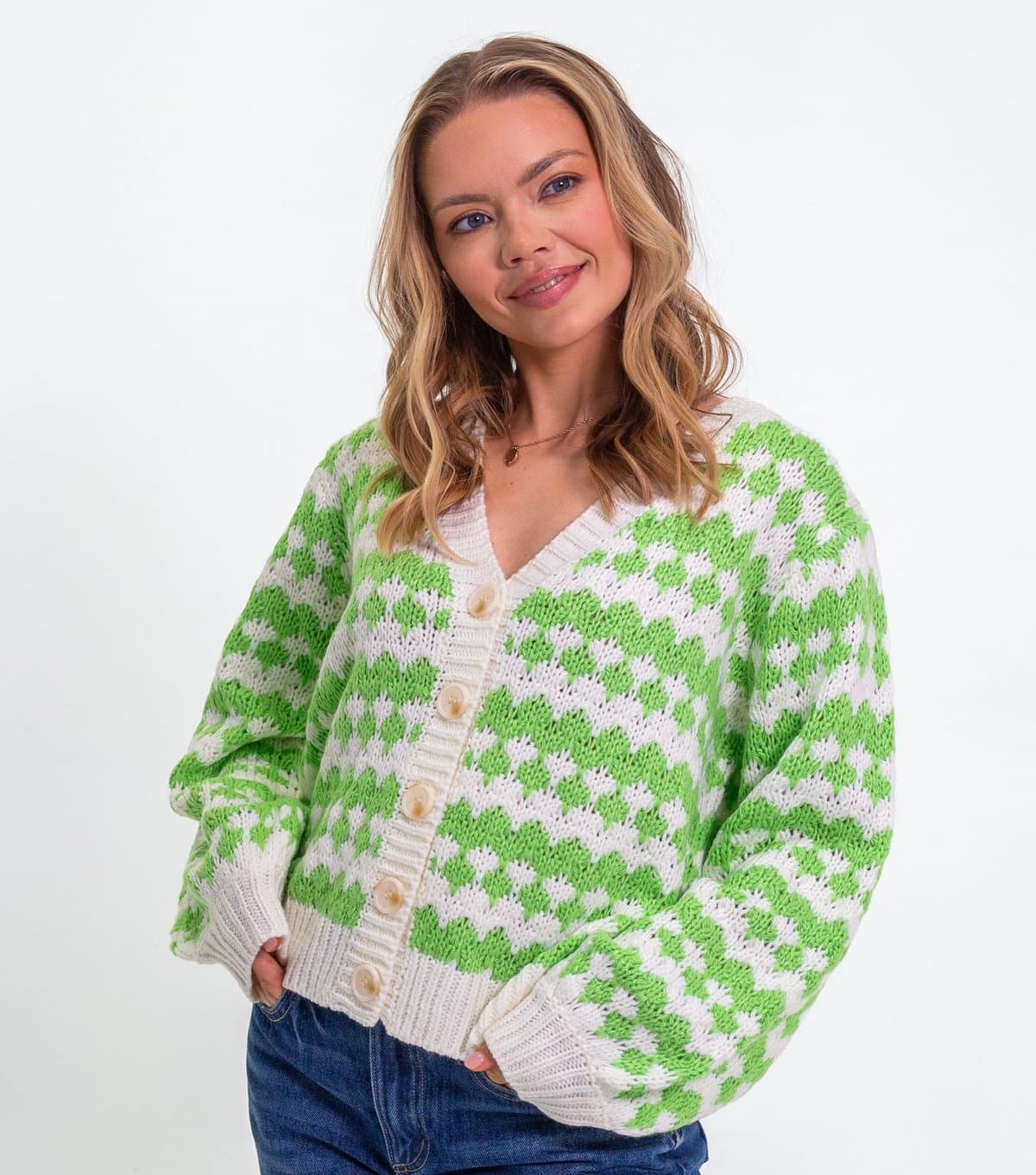 Sunshine Soul Women's Green Graphic Stitch Cardigan Sunshine Soul New Look