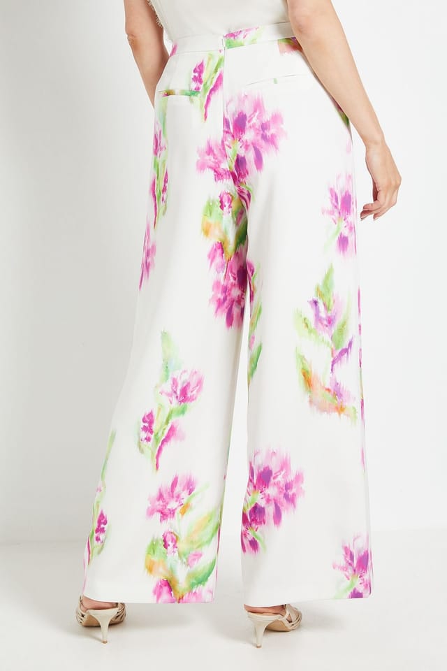 Wallis Wallis Women's Floral Satin Trouser Coord in Ivory - 3