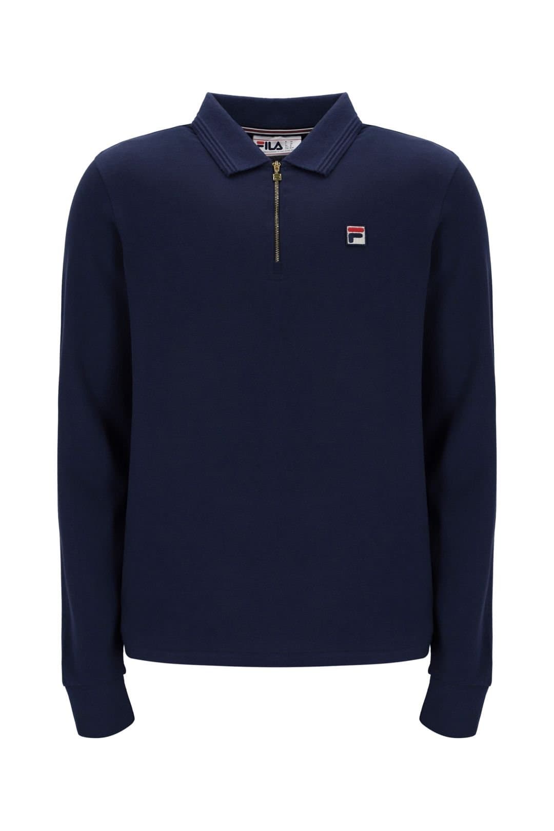 Fila Fila Men's Emiliano L/S Polo With Raised Tipping Navy