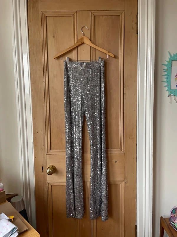 ASOS Design Silver sequin flared trousers