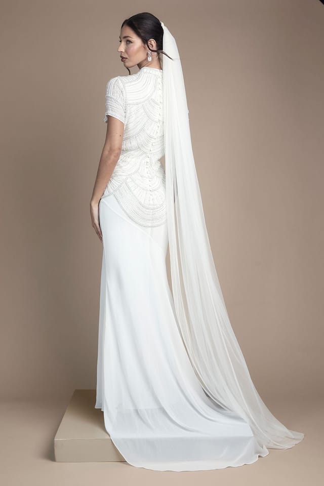 Coast Coast Women's Contour Embellishement Short Sleeve Wedding Dress in Ivory - 3