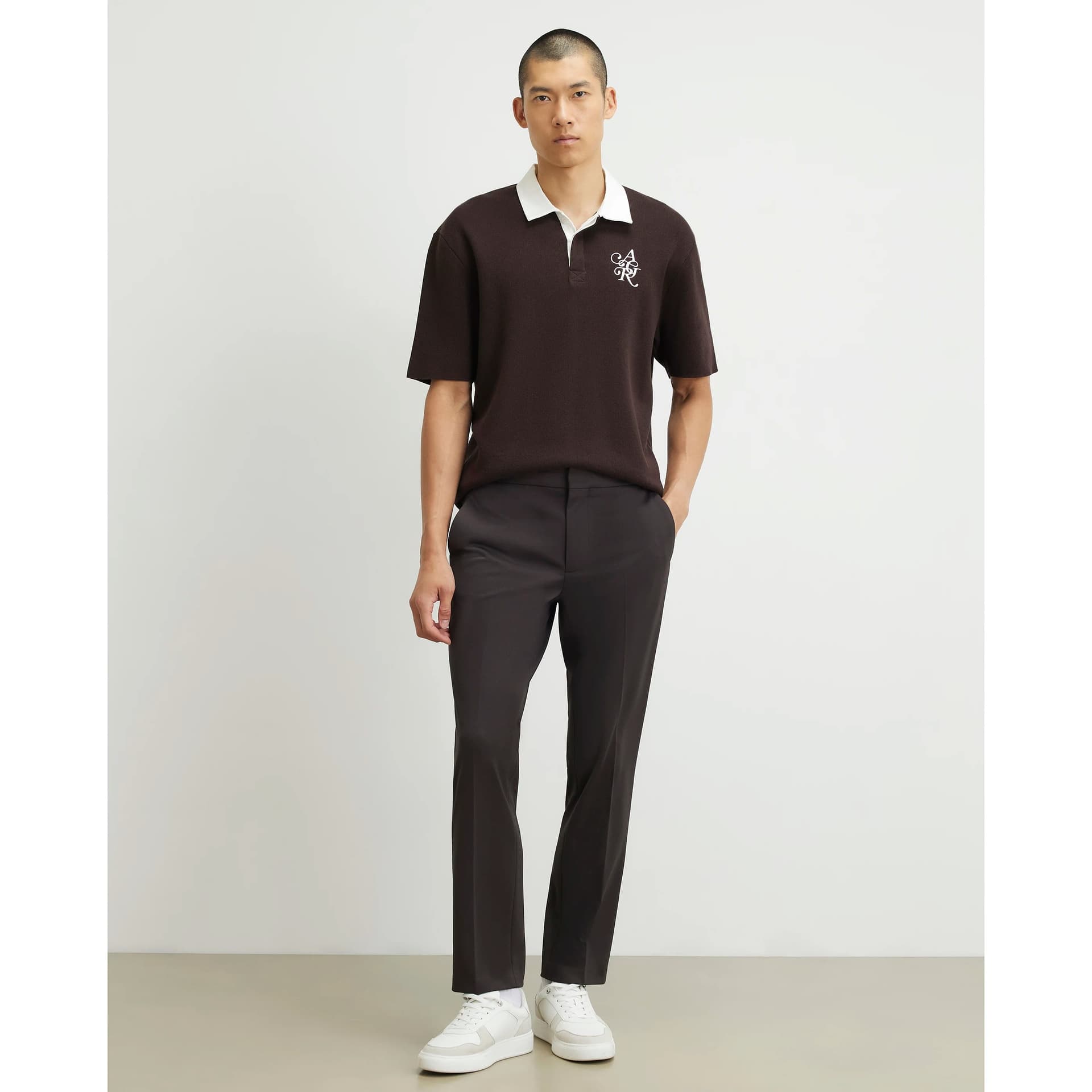 River Island Mens River Island Brown Slim Fit Fine Texture Trousers