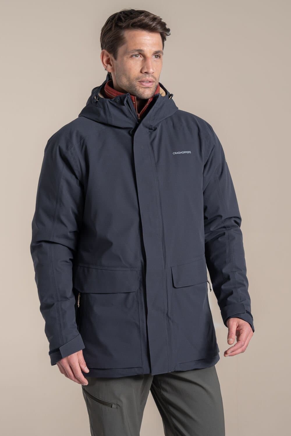 Craghoppers Craghoppers Men's Lorton Thermic Hooded Waterproof Breathable Padded Jacket in Dark Grey