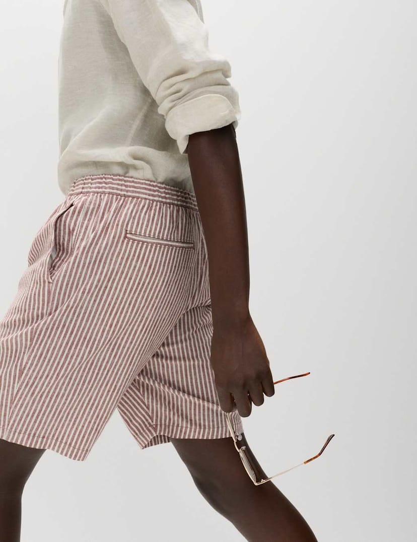 Marks & Spencer M&S Cotton Linen Blend Stretch Shorts Paprika - 1