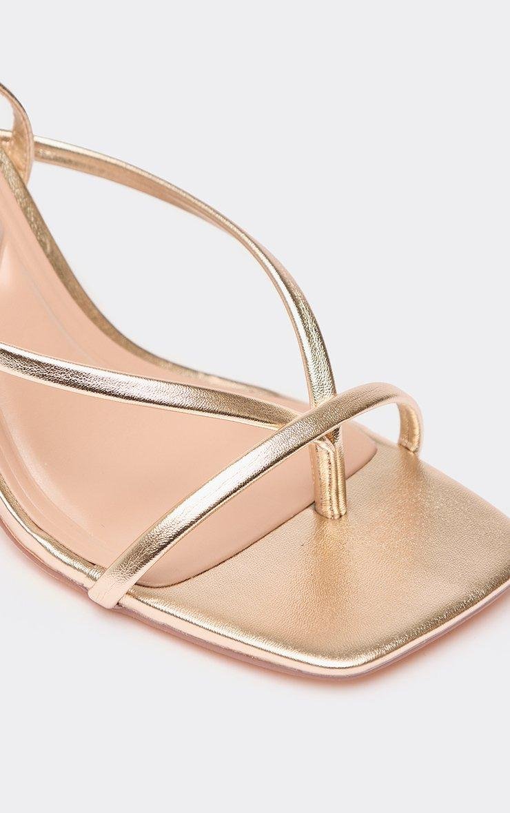 EGO Zaynah Strappy Square Toe Slingback Heel In Gold Faux Leather, Women's Size UK 3 - 2