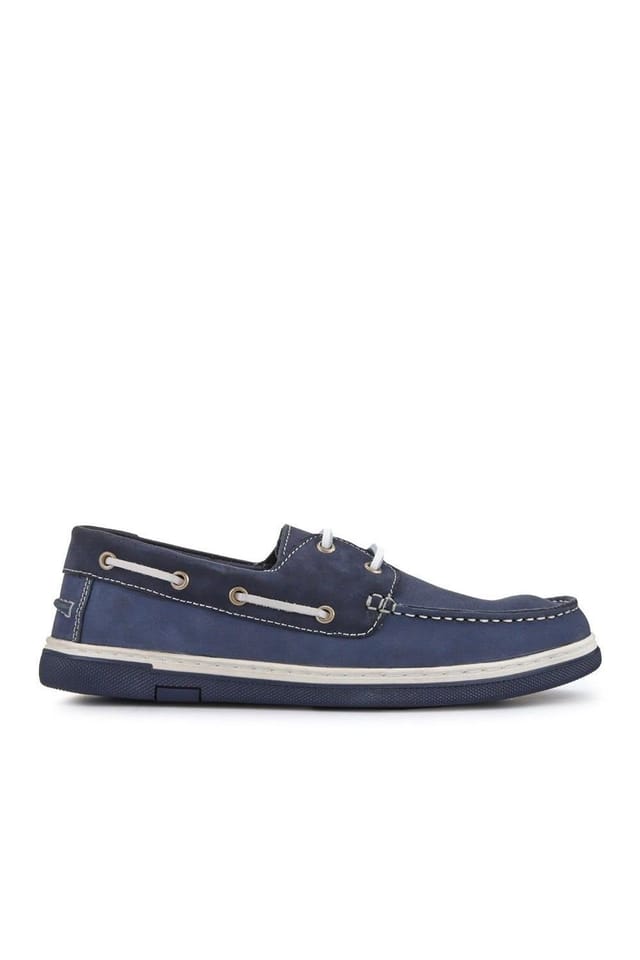 Pavers Pavers Men's Grippy Leather Boat Shoes in Navy - 2