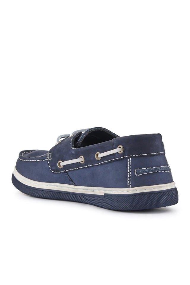 Pavers Pavers Men's Grippy Leather Boat Shoes in Navy - 3