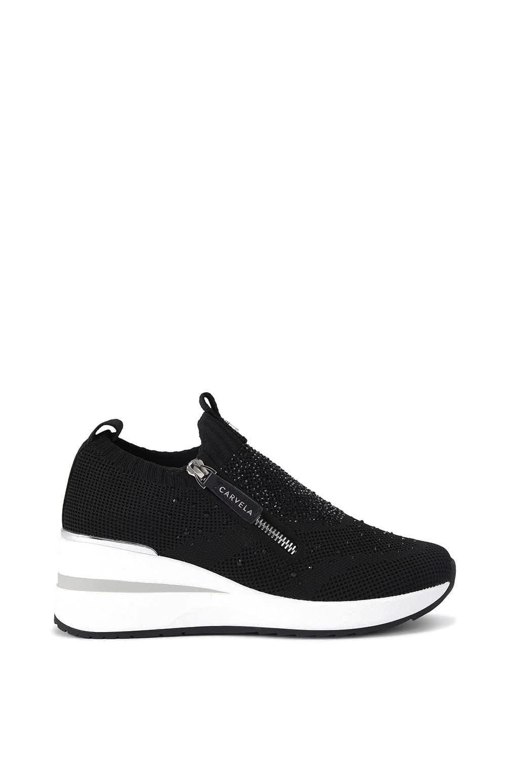 Carvela Carvela Women's 'High Rise Zip Knit' Fabric Trainers in Black