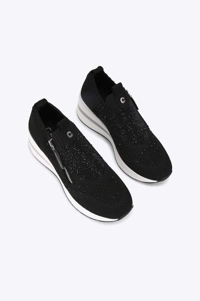 Carvela Carvela Women's 'High Rise Zip Knit' Fabric Trainers in Black - 2