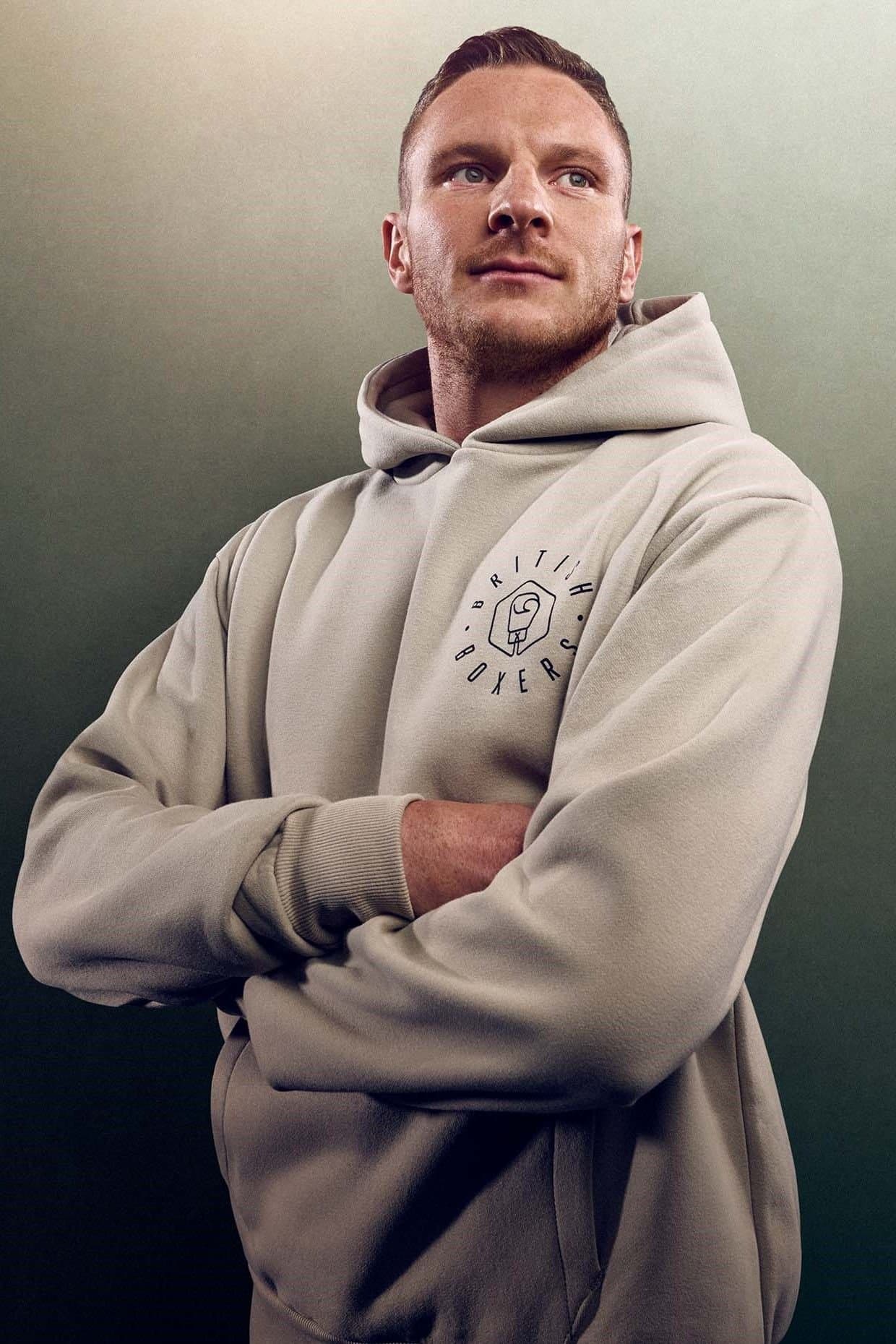 British Boxers British Boxers Men's "Stone Carreg" Logo Hoodie in Stone