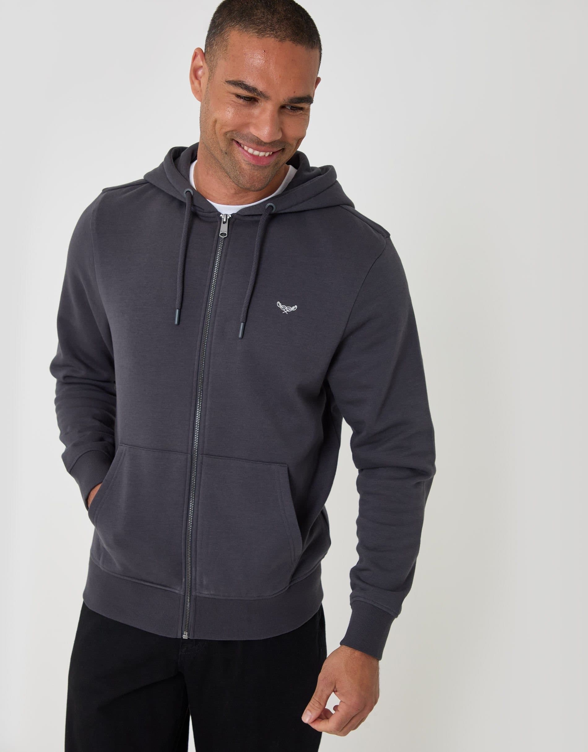 Threadbare threadbare Men's Cotton Rich Zip Through Hoodie in Grey