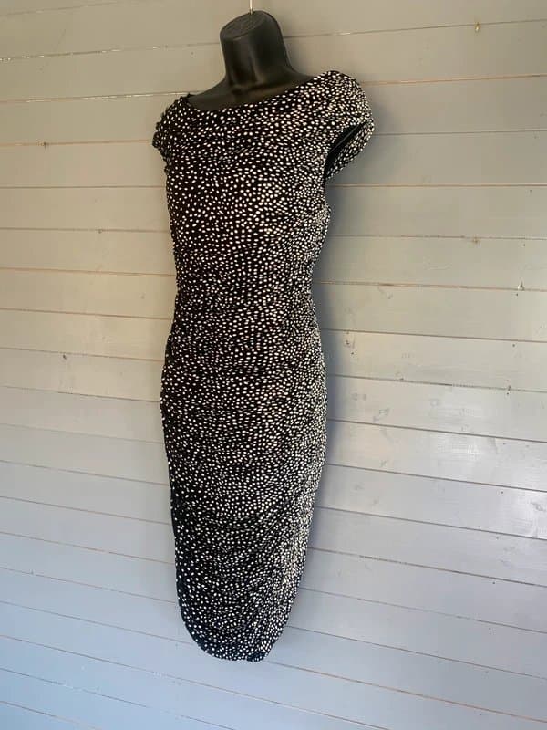 Gina Bacconi Gina Bacconi black white ruched stretch occasion dress UK 12 wedding guest cocktail