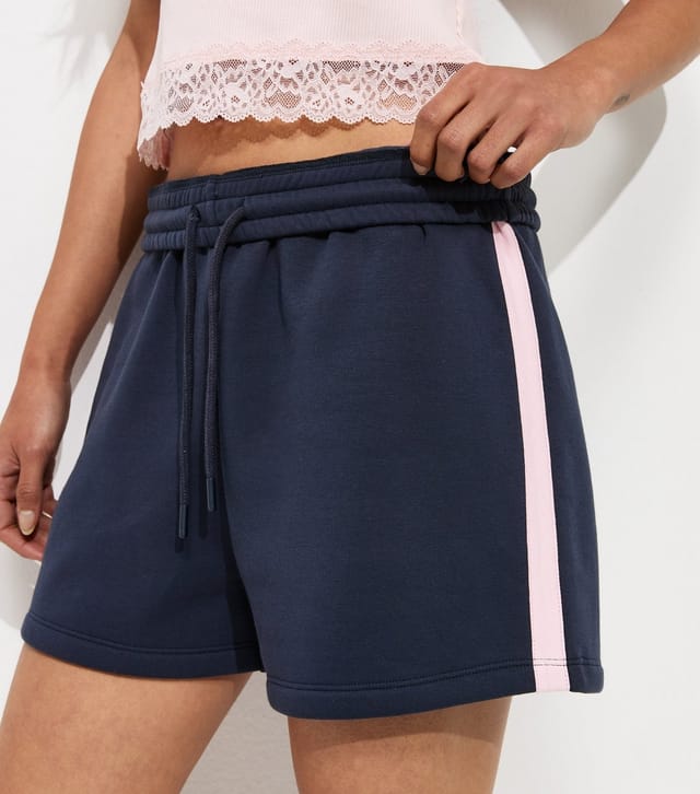 New Look Women's Blue Cotton Rich Fold Over Waistband Side Stripe Shorts New Look - 2