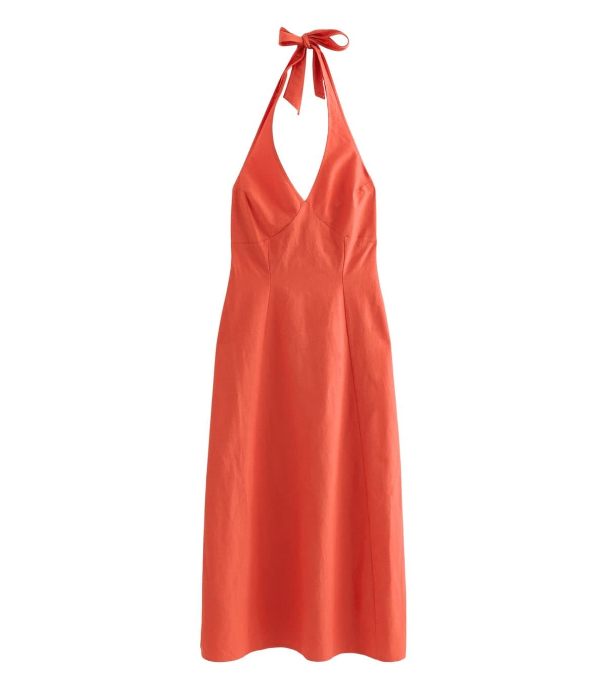 New Look Women's Red Halter Neck Cotton Rich Midi Dress New Look