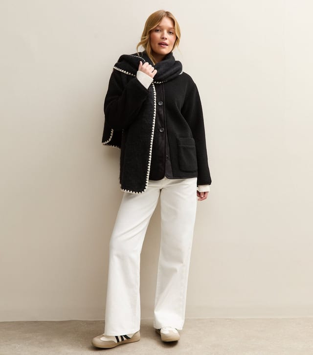 New Look Women's Black Borg Button Through Jacket New Look - 3