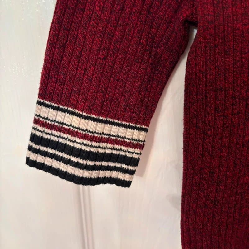 Topshop Topshop Burgundy Knitted Short Sleeve Rib Crop Top