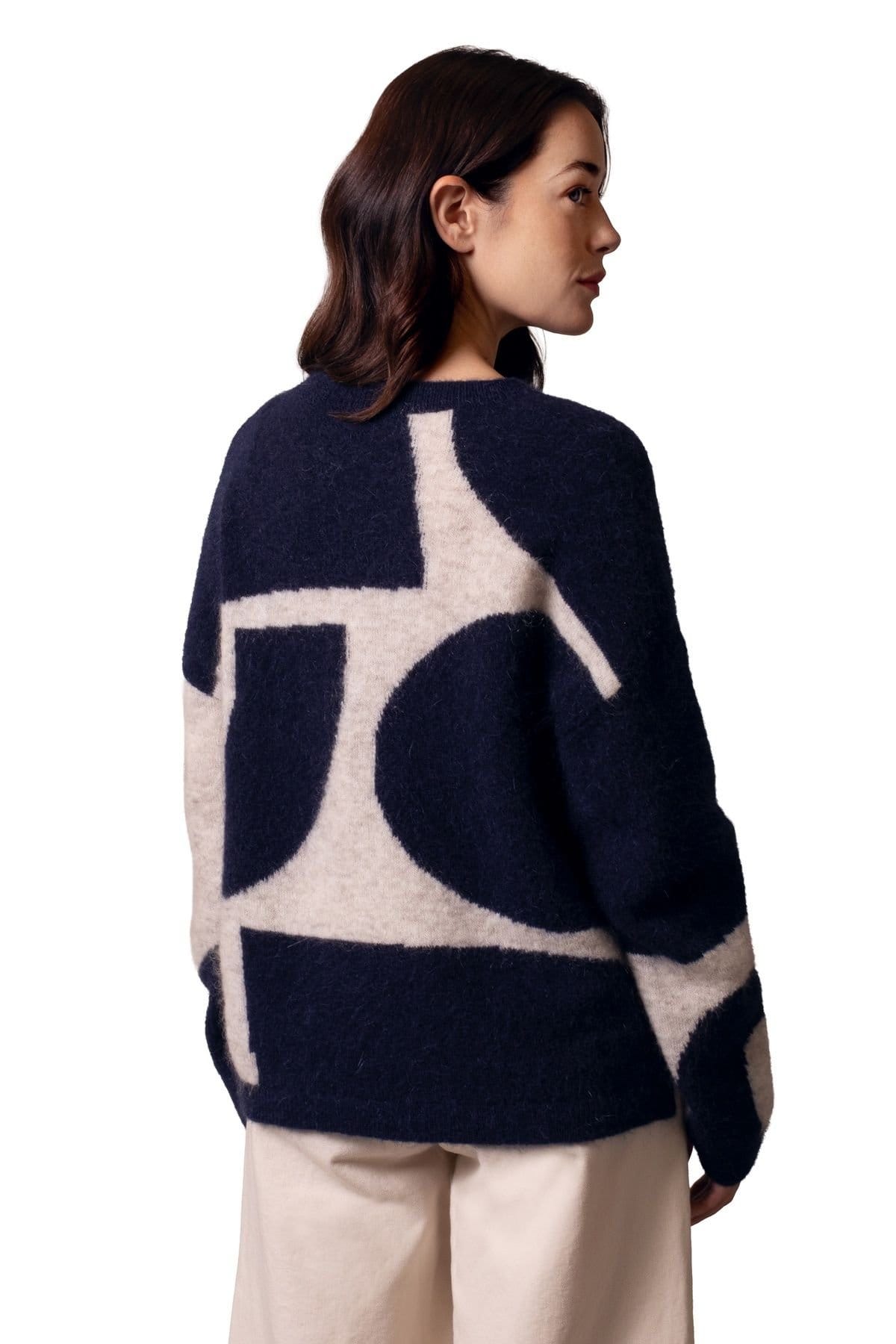 Celtic & Co Celtic & Co Women's Abstract Geo Sweater in Dark Navy - 4