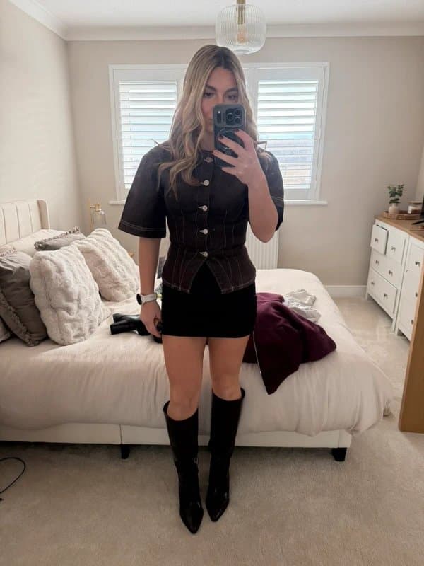 ASOS ASOS Chocolate Brown Denim corset/ shirt